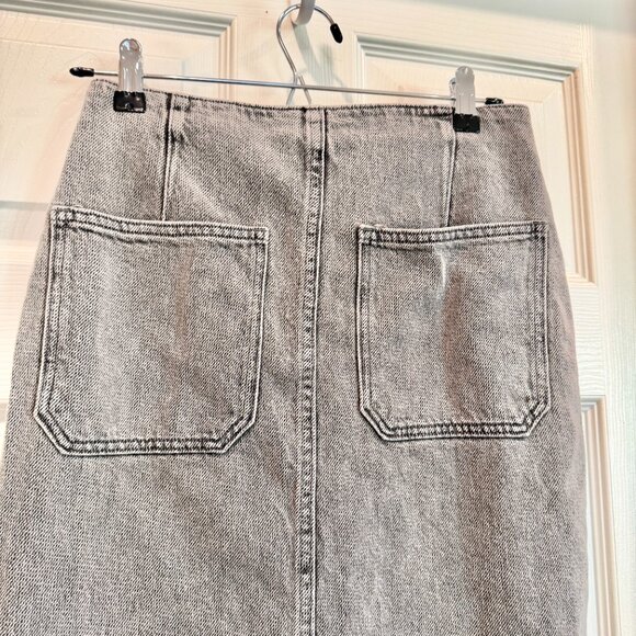 [⭐ PRICE FIRM] ZARA Denim Crossover Midi Skirt in Dark Gray Z1975 SMALL S - Picture 8 of 16